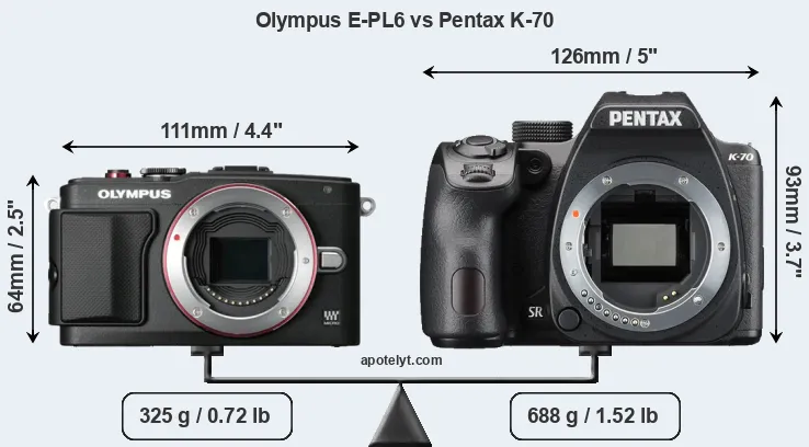 Size Olympus E-PL6 vs Pentax K-70