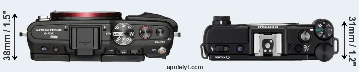 Compare E-PL6 versus Pentax Q top