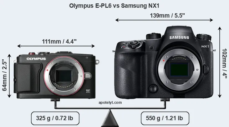 Size Olympus E-PL6 vs Samsung NX1