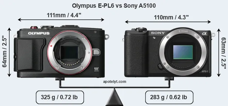 Size Olympus E-PL6 vs Sony A5100