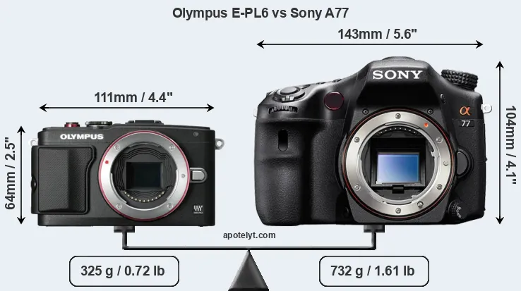 Size Olympus E-PL6 vs Sony A77