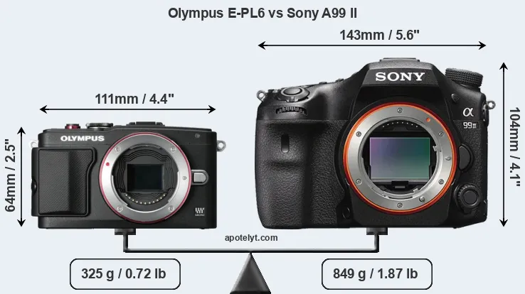 Size Olympus E-PL6 vs Sony A99 II