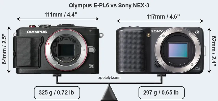 Size Olympus E-PL6 vs Sony NEX-3