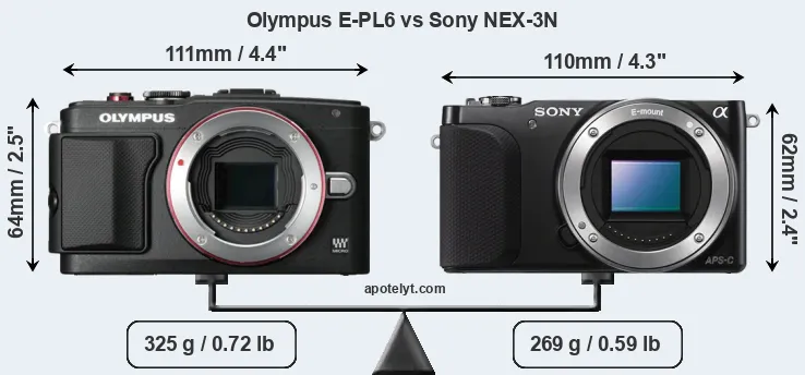 Size Olympus E-PL6 vs Sony NEX-3N
