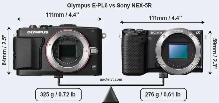 Size Olympus E-PL6 vs Sony NEX-5R