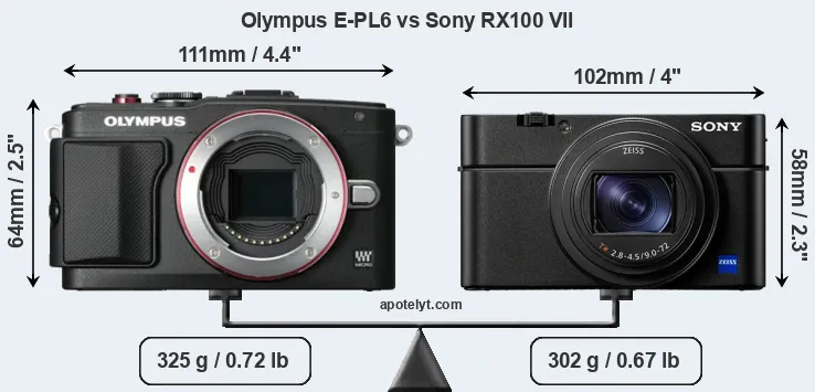 Size Olympus E-PL6 vs Sony RX100 VII