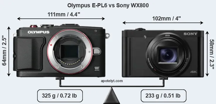 Size Olympus E-PL6 vs Sony WX800