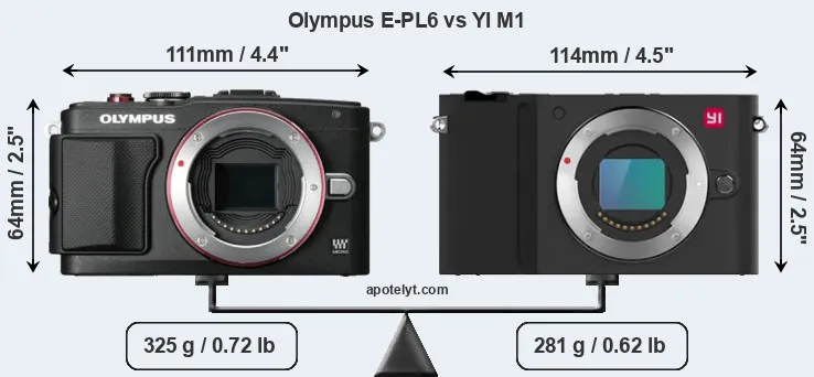 Size Olympus E-PL6 vs YI M1