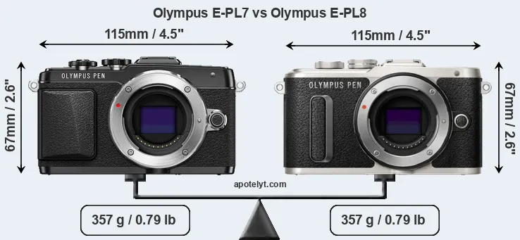 Size Olympus E-PL7 vs Olympus E-PL8