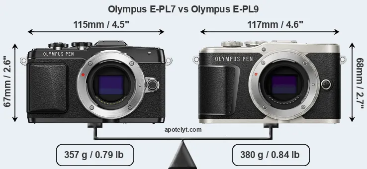 Size Olympus E-PL7 vs Olympus E-PL9