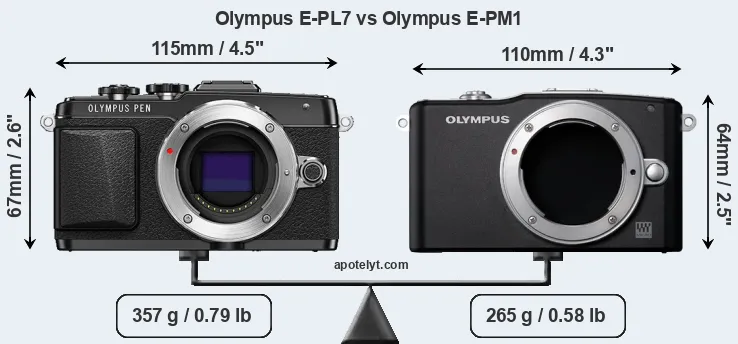 Size Olympus E-PL7 vs Olympus E-PM1