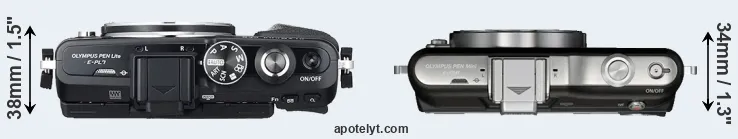 Compare E-PL7 versus E-PM1 top