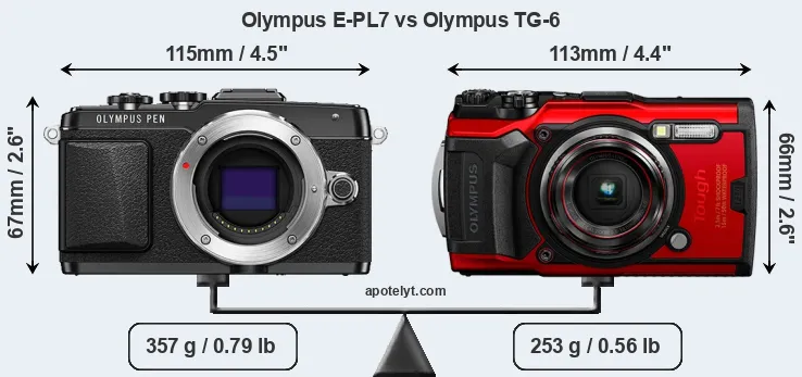 Size Olympus E-PL7 vs Olympus TG-6