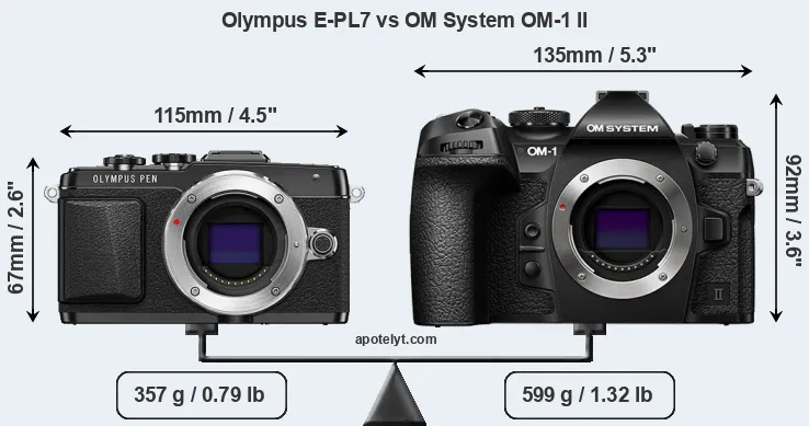Size Olympus E-PL7 vs OM System OM-1 II