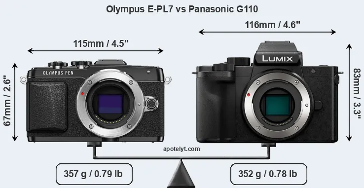 Size Olympus E-PL7 vs Panasonic G110