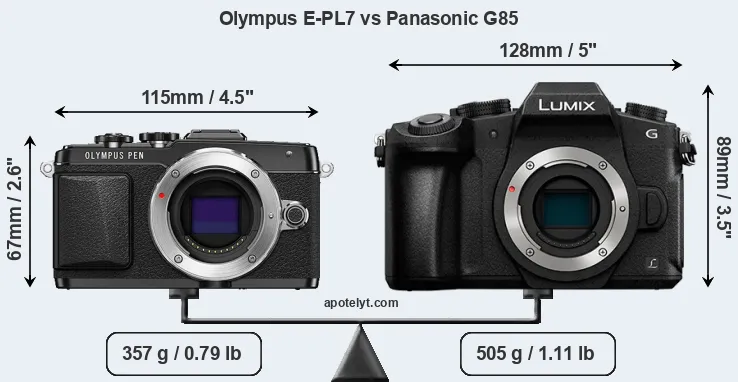 Size Olympus E-PL7 vs Panasonic G85