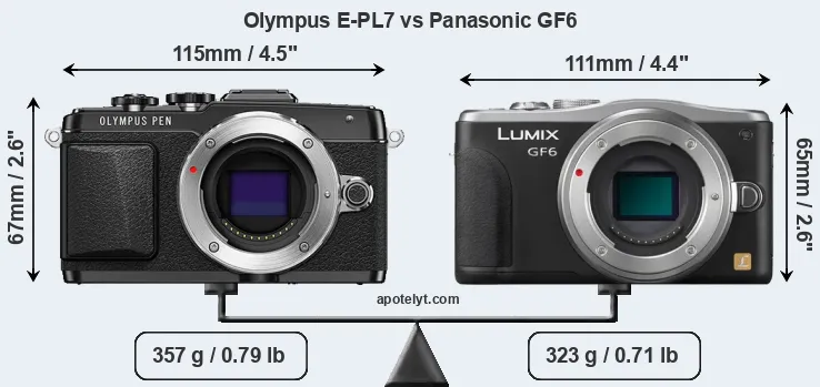 Size Olympus E-PL7 vs Panasonic GF6