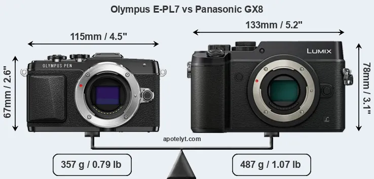 Size Olympus E-PL7 vs Panasonic GX8