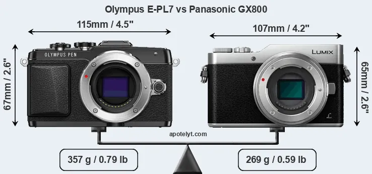 Size Olympus E-PL7 vs Panasonic GX800