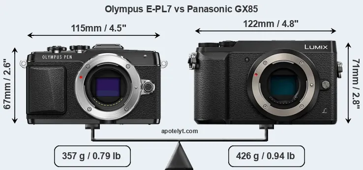 Size Olympus E-PL7 vs Panasonic GX85