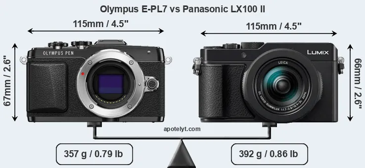 Size Olympus E-PL7 vs Panasonic LX100 II