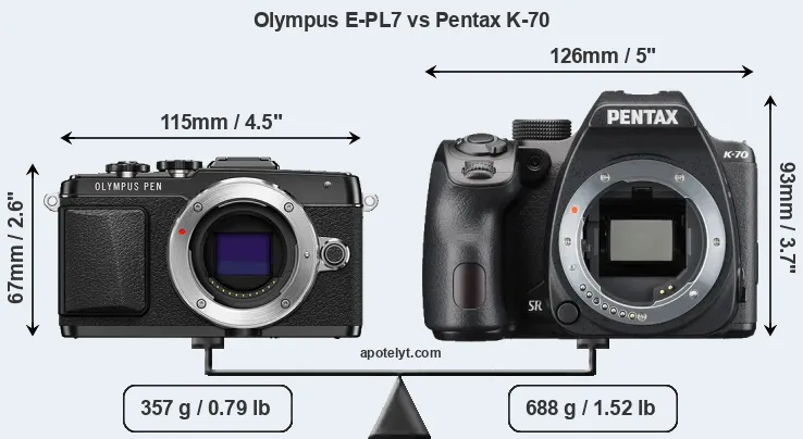 Size Olympus E-PL7 vs Pentax K-70