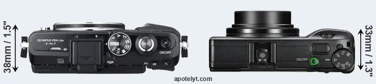 Compare E-PL7 versus GR III top