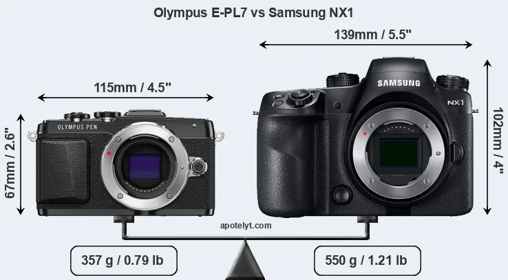 Size Olympus E-PL7 vs Samsung NX1