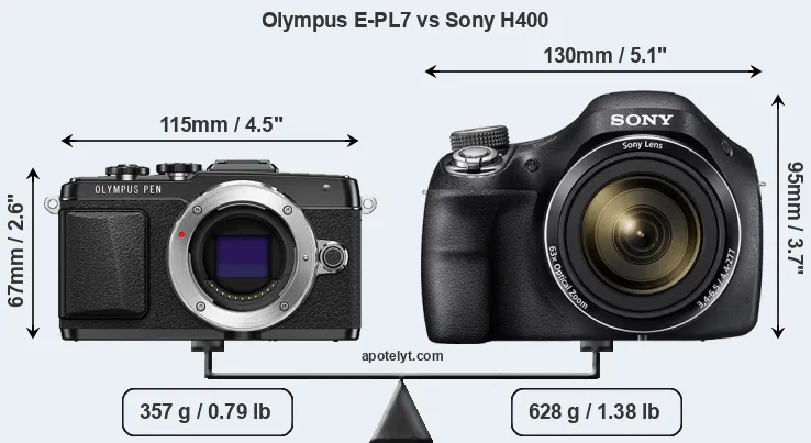 Size Olympus E-PL7 vs Sony H400