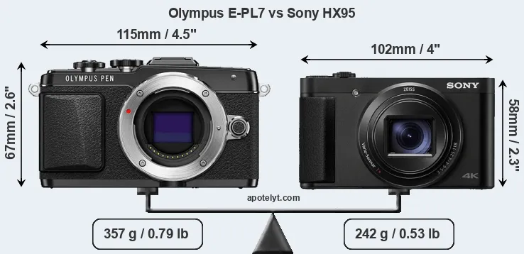 Size Olympus E-PL7 vs Sony HX95