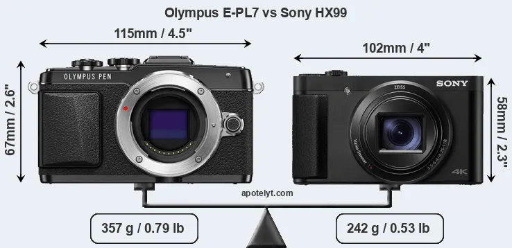 Size Olympus E-PL7 vs Sony HX99