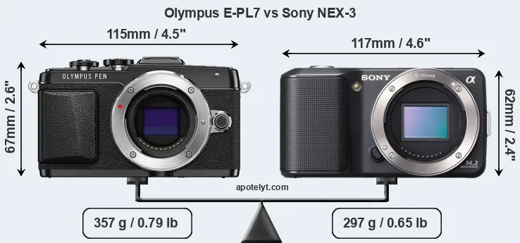 Size Olympus E-PL7 vs Sony NEX-3