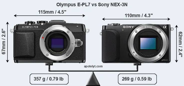 Size Olympus E-PL7 vs Sony NEX-3N