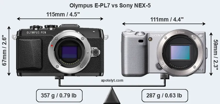 Size Olympus E-PL7 vs Sony NEX-5