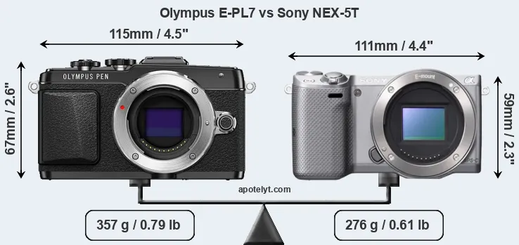 Size Olympus E-PL7 vs Sony NEX-5T