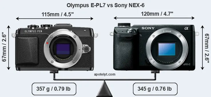Size Olympus E-PL7 vs Sony NEX-6