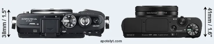 Compare E-PL7 versus RX100 V top