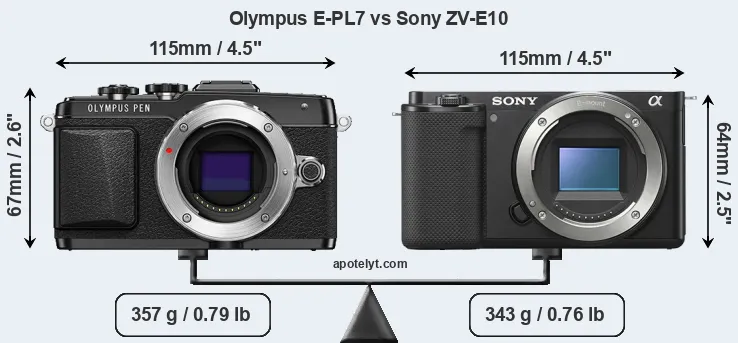 Size Olympus E-PL7 vs Sony ZV-E10