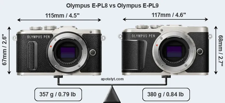 Size Olympus E-PL8 vs Olympus E-PL9