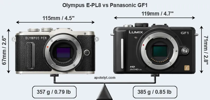 Size Olympus E-PL8 vs Panasonic GF1