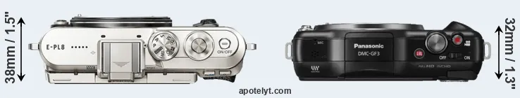 Compare E-PL8 versus GF3 top
