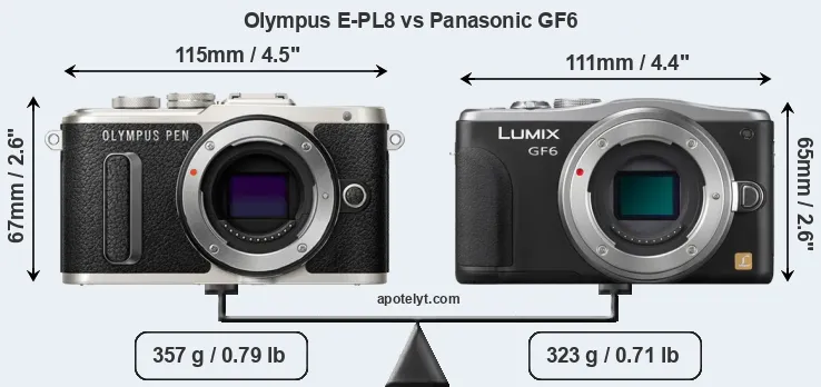 Size Olympus E-PL8 vs Panasonic GF6
