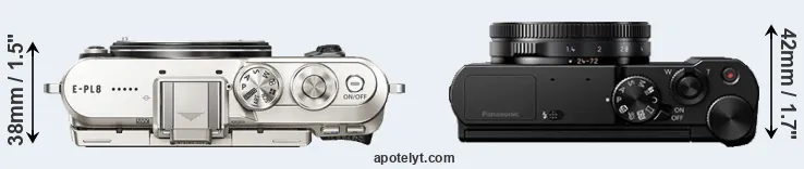 Compare E-PL8 versus LX10 top