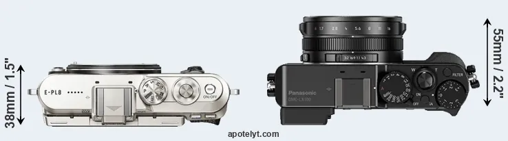 Compare E-PL8 versus LX100 top