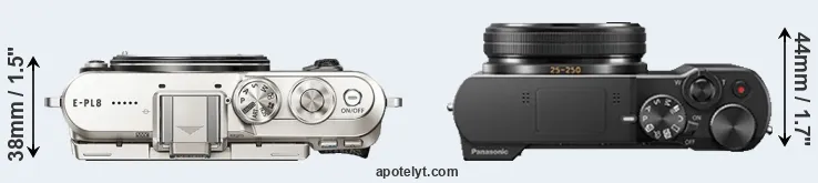 Compare E-PL8 versus ZS100 top