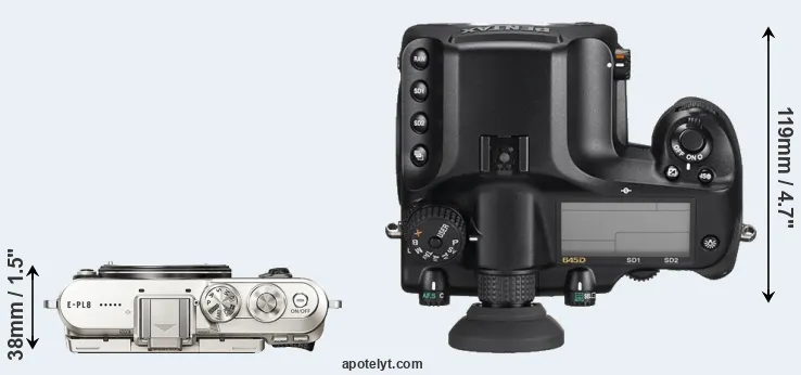 Compare E-PL8 versus 645D top