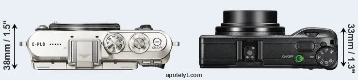 Compare E-PL8 versus GR III top