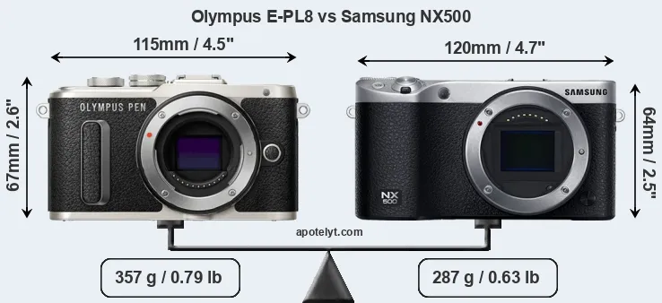 Size Olympus E-PL8 vs Samsung NX500