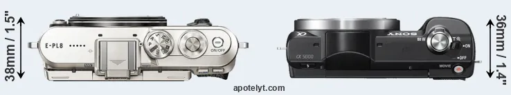 Compare E-PL8 versus A5000 top