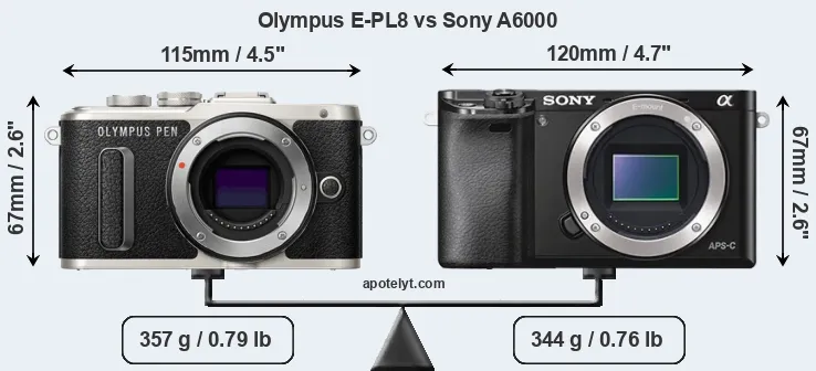Size Olympus E-PL8 vs Sony A6000